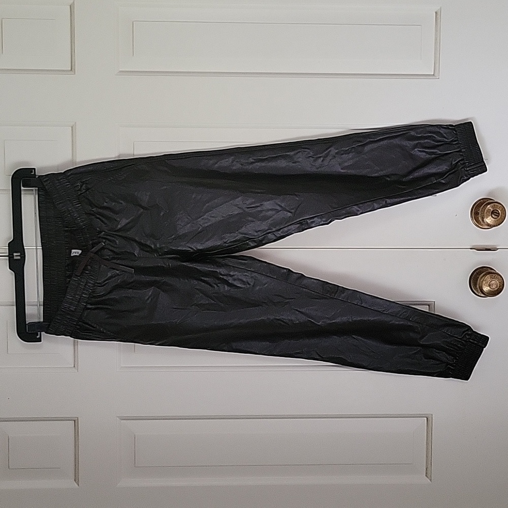 Zara women's chocolate brown faux leather joggers sz S